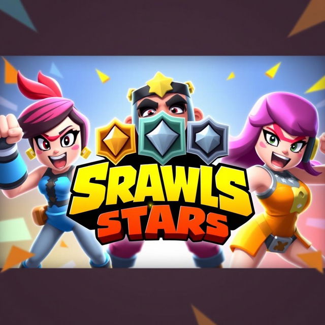 A vibrant and eye-catching YouTube thumbnail for a Brawl Stars video featuring the brawlers Penny, Primo, and Piper