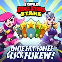A vibrant and eye-catching YouTube thumbnail for a Brawl Stars video featuring the brawlers Penny, Primo, and Piper