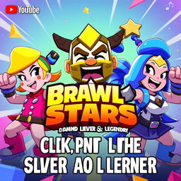 A vibrant and eye-catching YouTube thumbnail for a Brawl Stars video featuring the brawlers Penny, Primo, and Piper