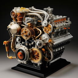 A highly detailed and intricate representation of the fastest car engine ever created, complete with its advanced mechanics, superior materials, and innovative design.