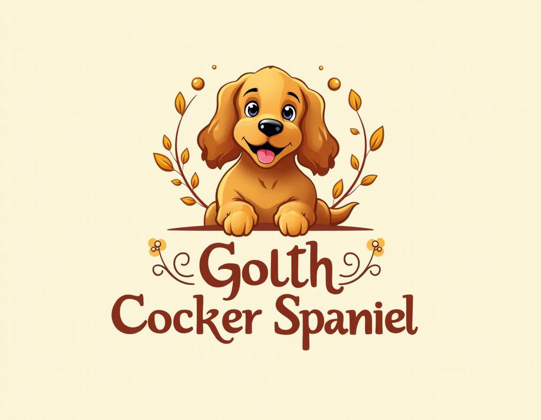 A logo design featuring a Golden Cocker Spaniel dog, showcasing its distinctive floppy ears and warm, golden fur