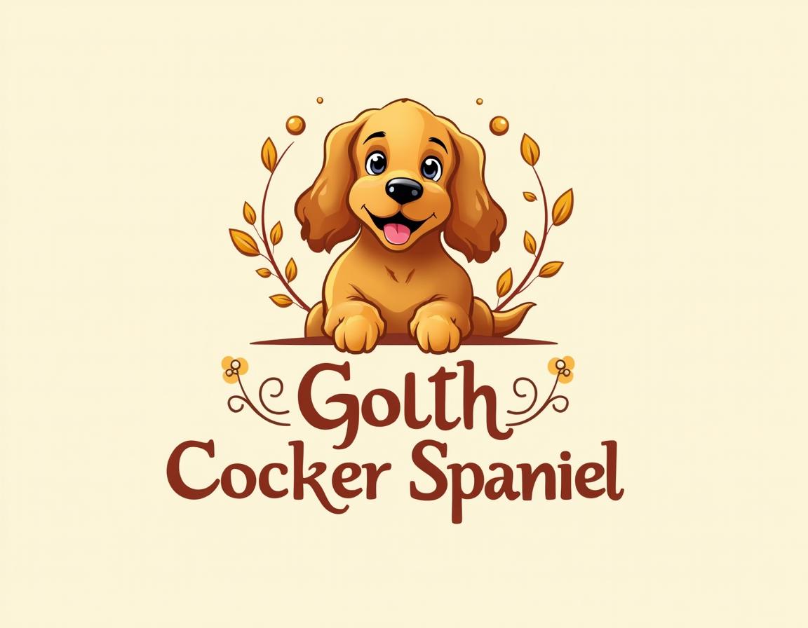 A logo design featuring a Golden Cocker Spaniel dog, showcasing its distinctive floppy ears and warm, golden fur