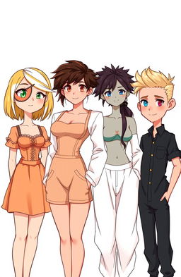 A cartoonish yet somewhat realistic illustration of four young adults aged 20-24