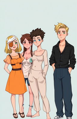 A cartoonish yet somewhat realistic illustration of four young adults aged 20-24