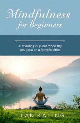 A serene and calming book cover design for "Mindfulness for Beginners: A Guide to Finding Peace in a Busy World