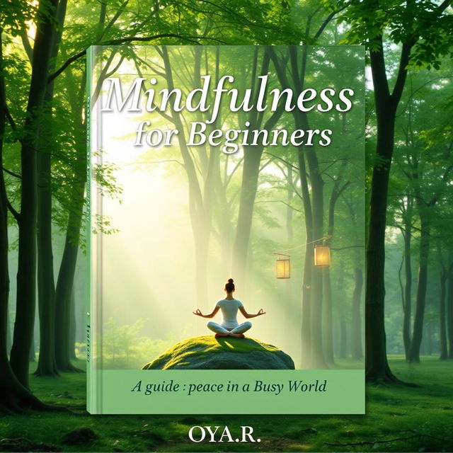 A peaceful book cover design for "Mindfulness for Beginners: A Guide to Finding Peace in a Busy World