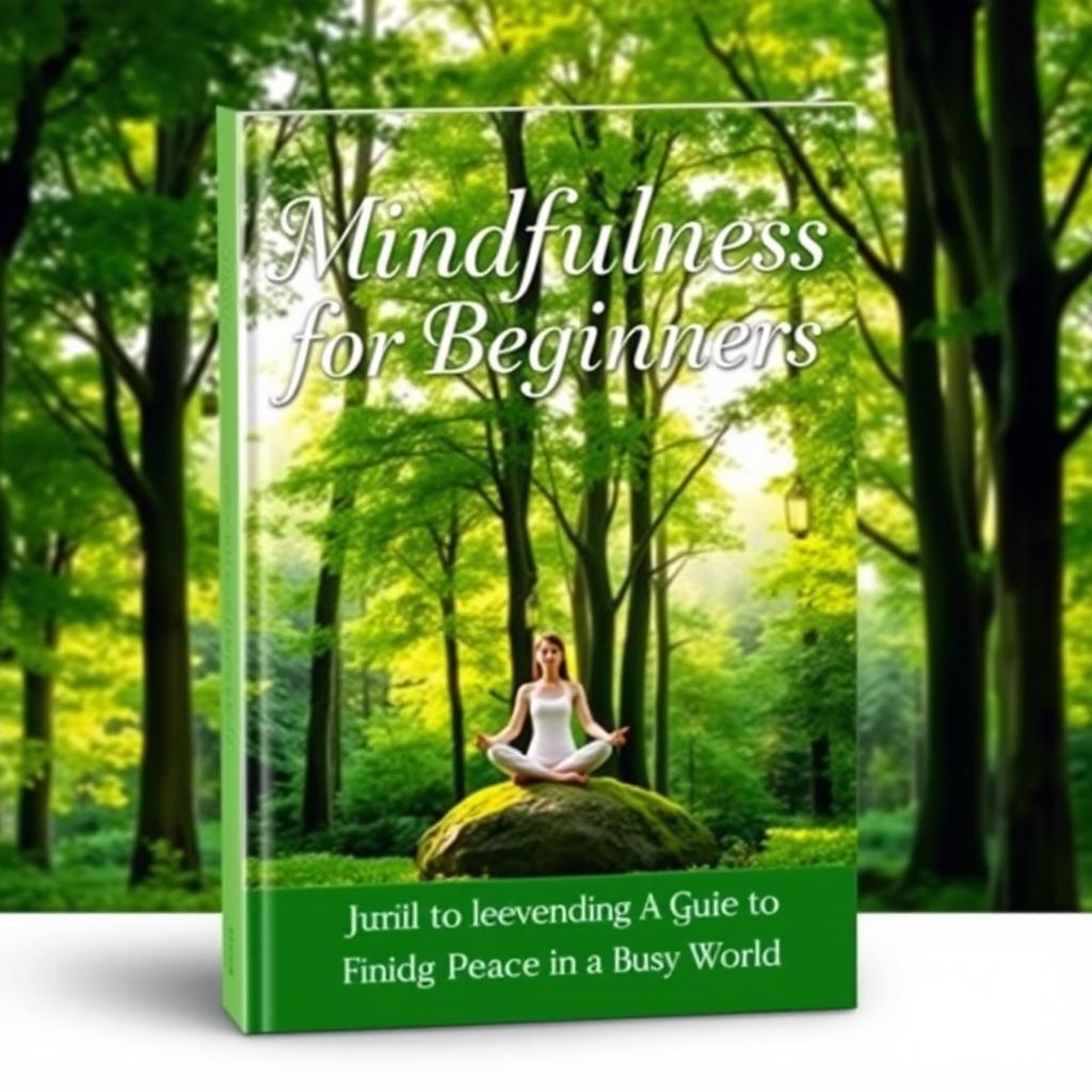 A peaceful book cover design for "Mindfulness for Beginners: A Guide to Finding Peace in a Busy World