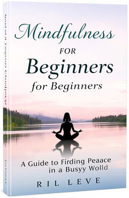 A serene and calming book cover for 'Mindfulness for Beginners: A Guide to Finding Peace in a Busy World'