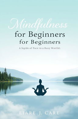 A serene and calming book cover for 'Mindfulness for Beginners: A Guide to Finding Peace in a Busy World'