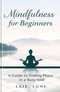 A serene and calming book cover for 'Mindfulness for Beginners: A Guide to Finding Peace in a Busy World'