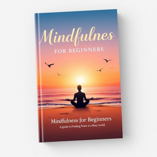 A visually soothing book cover for 'Mindfulness for Beginners: A Guide to Finding Peace in a Busy World'