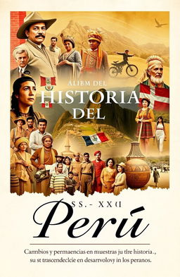 An album cover design titled 'ÁLBUM DE HISTORIA DEL PERÚ: S