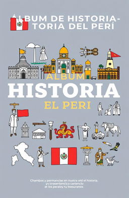 An informative and artistic representation of the title "ÁLBUM DE HISTORIA DEL PERÚ: S