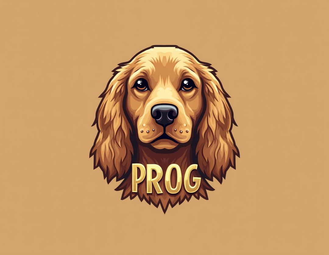 A logo design centered around the snout of a Golden Cocker Spaniel, capturing its distinctive features such as the soft, floppy ears and warm golden fur