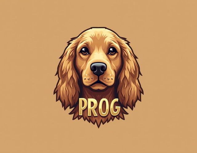 A logo design centered around the snout of a Golden Cocker Spaniel, capturing its distinctive features such as the soft, floppy ears and warm golden fur