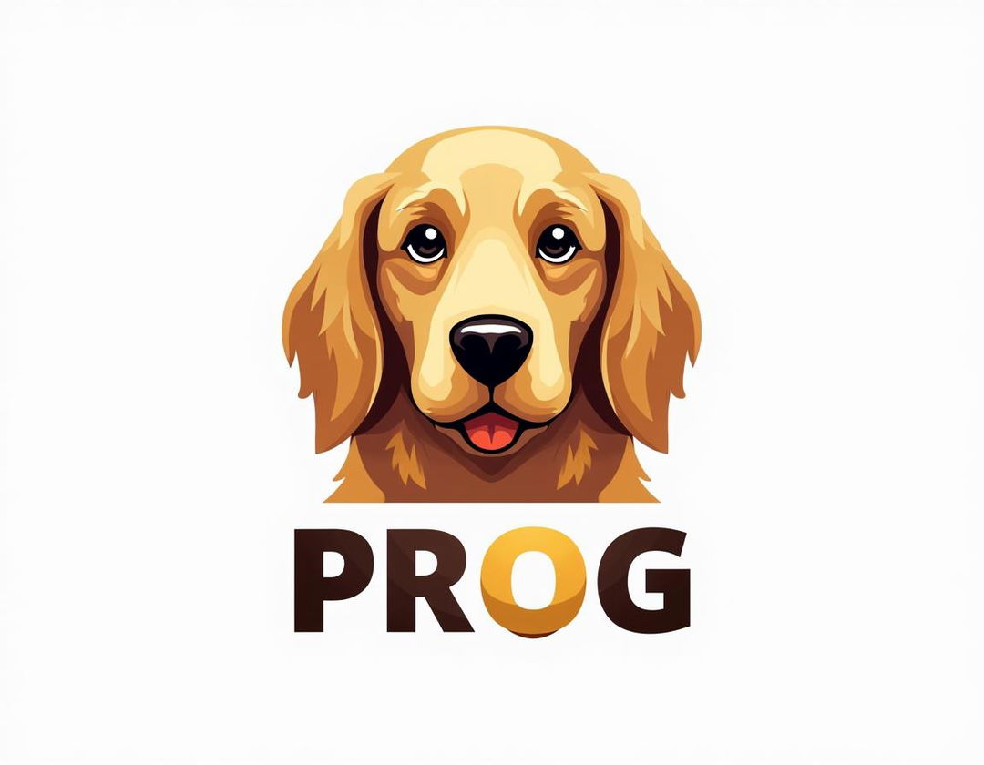 A logo design for a professional machine brand featuring the snout of a Golden Cocker Spaniel