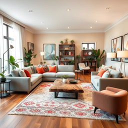 A beautifully redesigned living room featuring a modern, elegant aesthetic