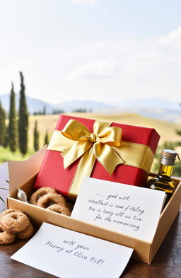 A beautifully arranged gift box for a special occasion in Italy