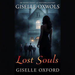 A dark romance book cover featuring an imposing old mansion in the background, partially shrouded in fog and shadows, with a single illuminated window suggesting dark secrets within