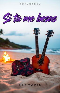 A vibrant album cover for the song titled "Si tu me besas" by artist DeyMarKu