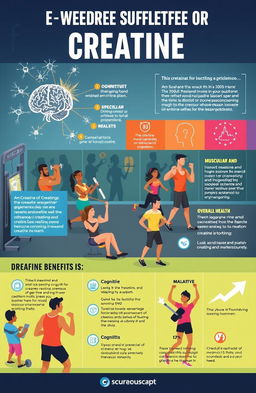 An informative and engaging illustration depicting the benefits of creatine as a supplement