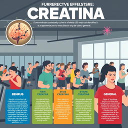 Una ilustración atractiva para la portada de un artículo que destaca los beneficios de la creatina como un suplemento