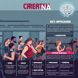 Una ilustración atractiva para la portada de un artículo que destaca los beneficios de la creatina como un suplemento