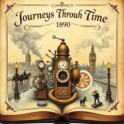 An illustration representing the concept of time travel, set in the year 1890