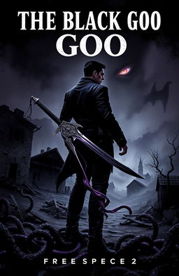 The cover of a post-apocalyptic novel titled 'The Black Goo', featuring a dark and gritty landscape