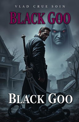 The cover of a post-apocalyptic novel titled 'The Black Goo', featuring a dark and gritty landscape