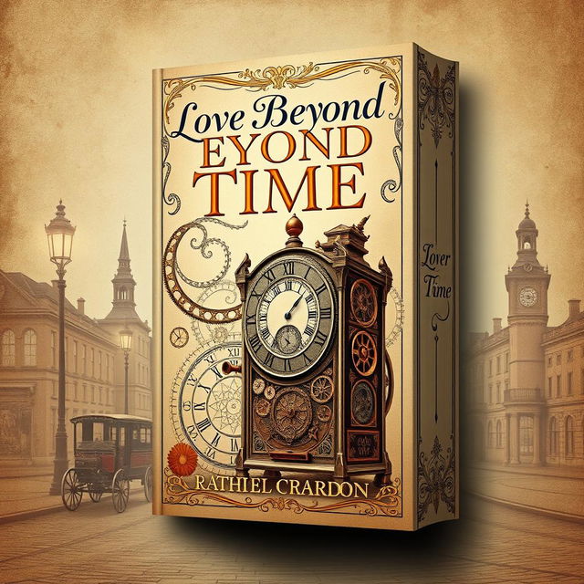 A book jacket design themed around time travel, inspired by the year 1890