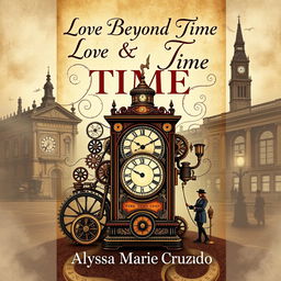 A book jacket design themed around time travel, inspired by the year 1890