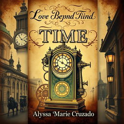 A book jacket design themed around time travel, inspired by the year 1890