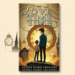 A book jacket design themed around time travel, inspired by the year 1890