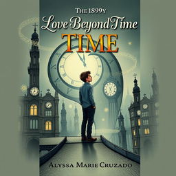 A book jacket design themed around time travel, inspired by the year 1890