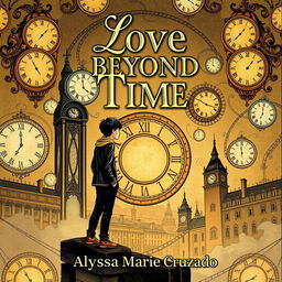 A book jacket design themed around time travel, inspired by the year 1890
