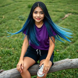 A beautiful full-body portrait of an Indonesian woman with a cute and charming face
