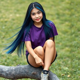 A beautiful full-body portrait of an Indonesian woman with a cute and charming face