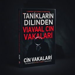 A captivating book cover for a gripping true crime novel titled 'Tanıkların Dilinden Cin Vakaları'