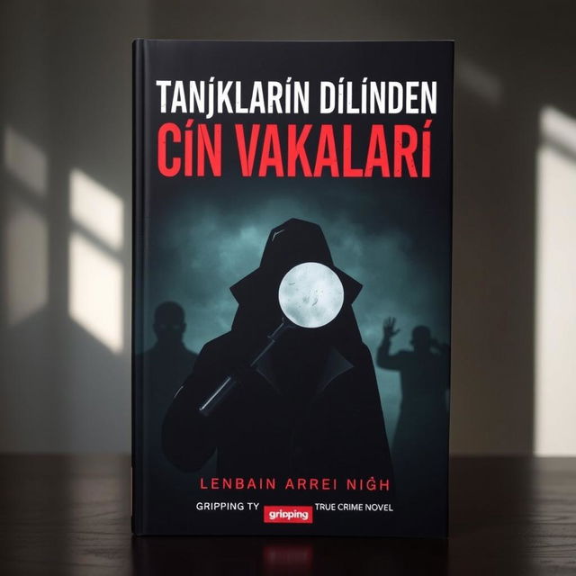 A captivating book cover for a gripping true crime novel titled 'Tanıkların Dilinden Cin Vakaları'