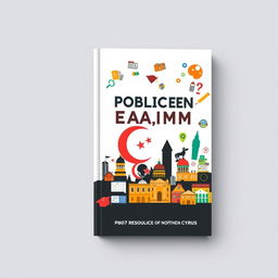 A book cover design focusing on public exam resources, featuring a silhouette or caricature of the map of the Turkish Republic of Northern Cyprus (KKTC) in the background