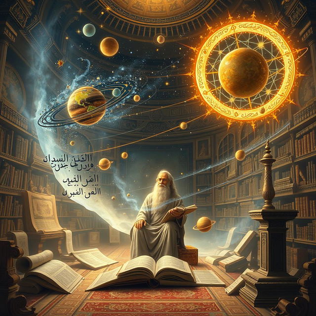 The concept of universe formation according to Farabi, illustrated in a captivating scene