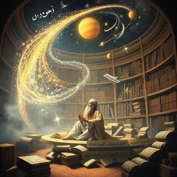 The concept of universe formation according to Farabi, illustrated in a captivating scene