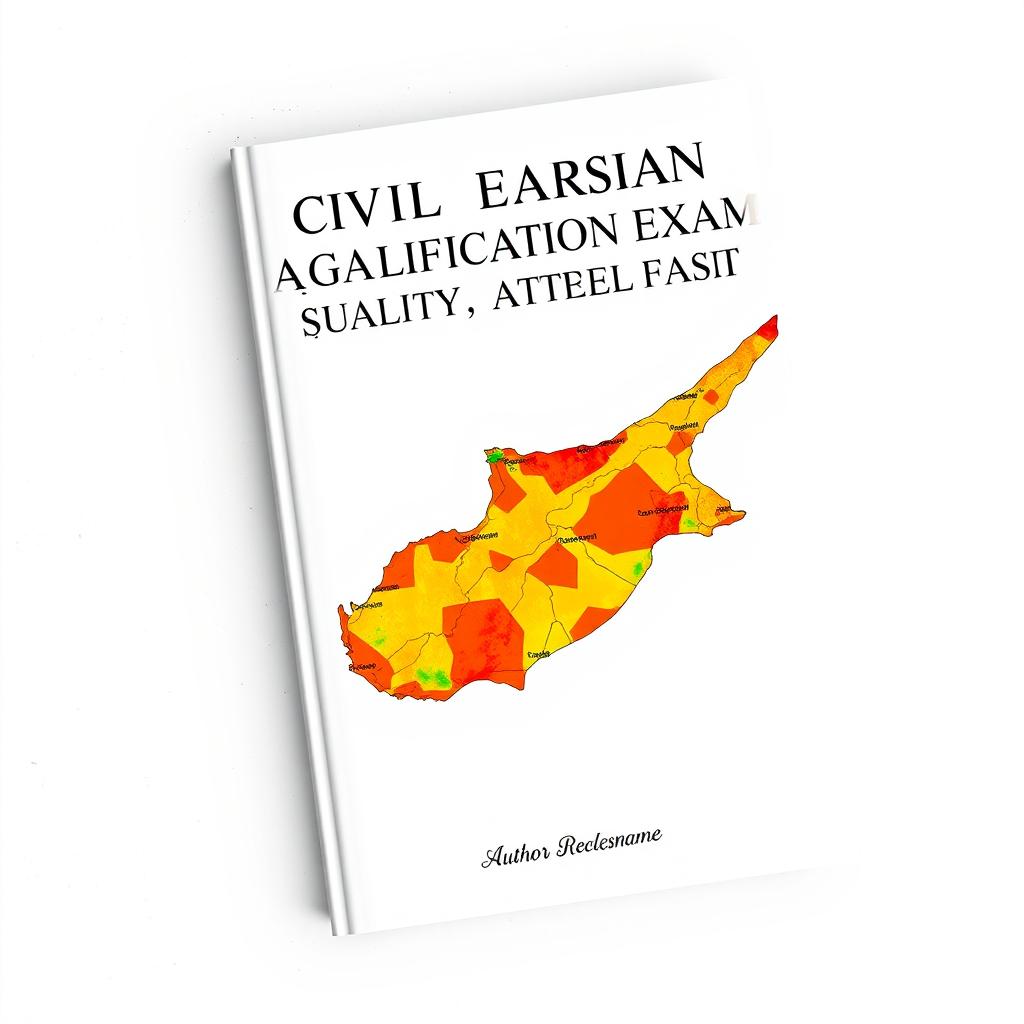 Create a book cover design for a study resource on the qualification exam for civil servants in Northern Cyprus