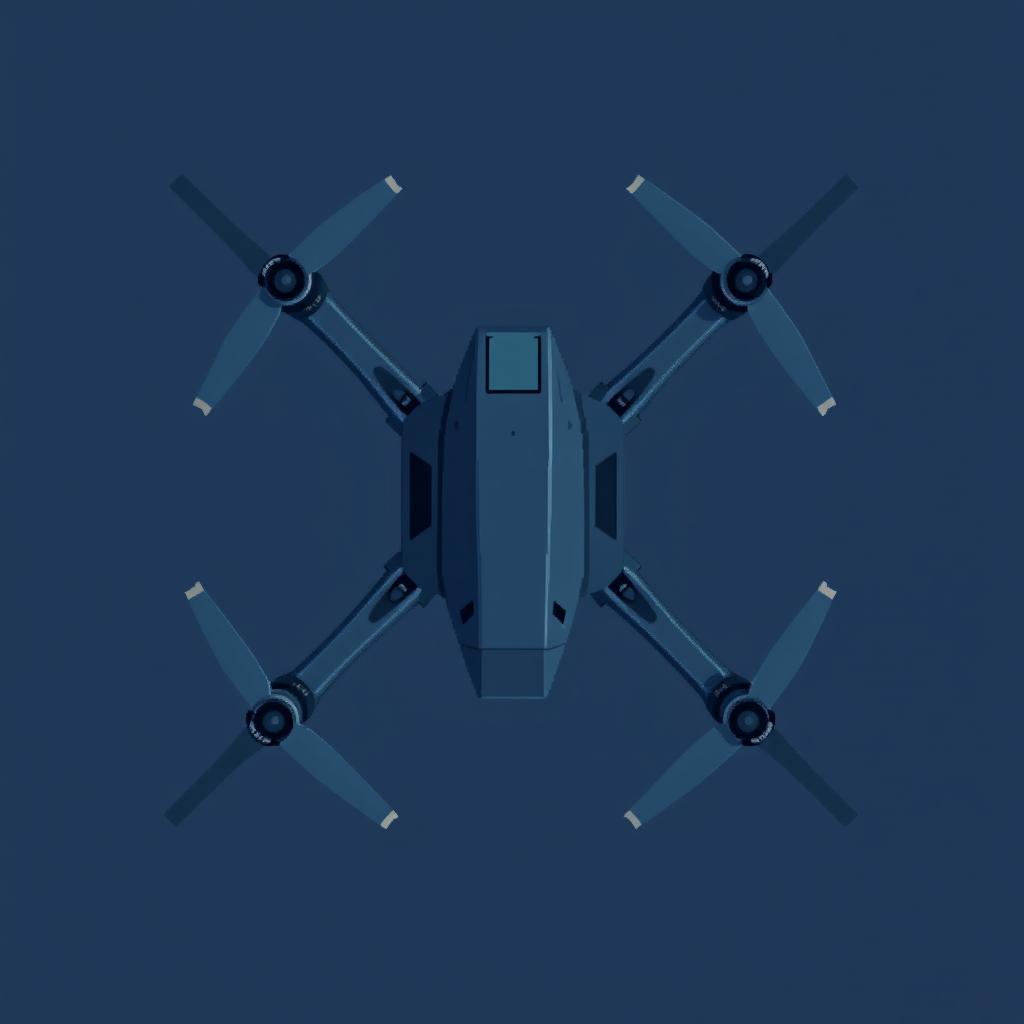 A top-down view of a reconnaissance drone depicted in pixel art style