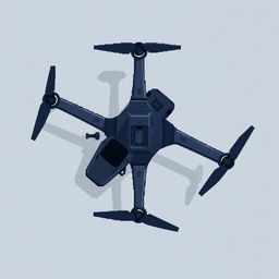 A top-down view of a reconnaissance drone depicted in pixel art style