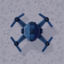 A top-down view of a futuristic reconnaissance drone, designed in pixel art style