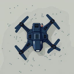 A top-down view of a futuristic reconnaissance drone, designed in pixel art style