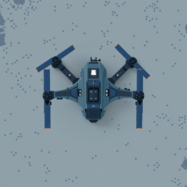 A top-down view of a futuristic reconnaissance drone, designed in pixel art style