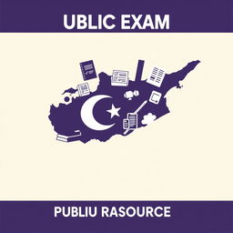 A front cover design focused on public exam resources, featuring a silhouette or caricature of the map of the Turkish Republic of Northern Cyprus (KKTC) as the main background element